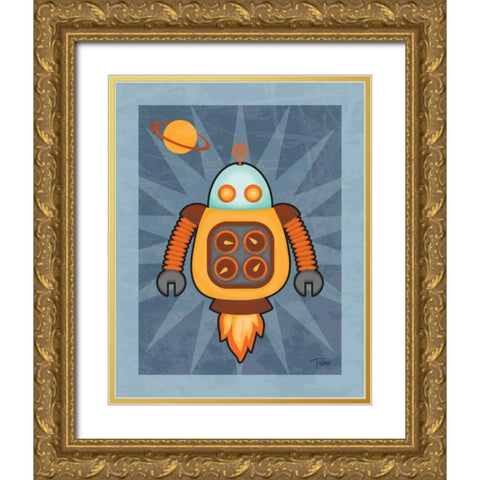 Robot III Gold Ornate Wood Framed Art Print with Double Matting by Woo, Teresa