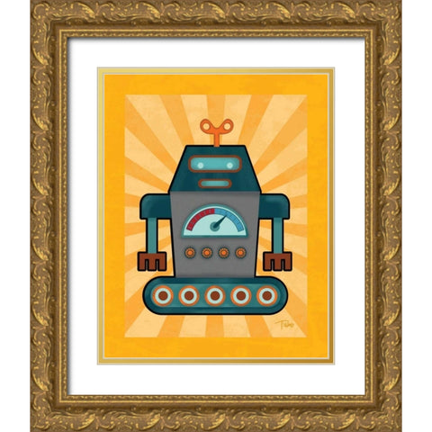 Robot IV Gold Ornate Wood Framed Art Print with Double Matting by Woo, Teresa