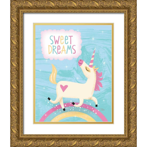 Unicorn I Gold Ornate Wood Framed Art Print with Double Matting by Woo, Teresa