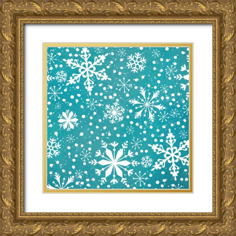 Frosty and Fab Snow Gold Ornate Wood Framed Art Print with Double Matting by Woo, Teresa