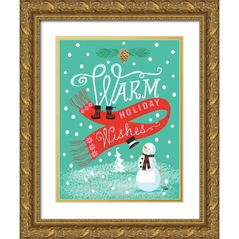 Warm Wishes Gold Ornate Wood Framed Art Print with Double Matting by Woo, Teresa