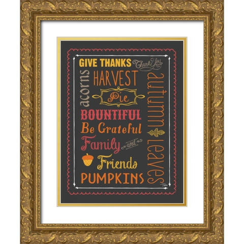 Autumn Words Gold Ornate Wood Framed Art Print with Double Matting by Woo, Teresa