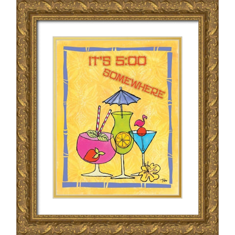 Tiki Time IV Gold Ornate Wood Framed Art Print with Double Matting by Woo, Teresa