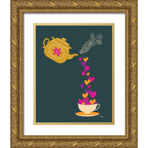 Tea Love Gold Ornate Wood Framed Art Print with Double Matting by Woo, Teresa