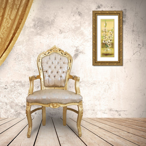 Gladiolas Gold Ornate Wood Framed Art Print with Double Matting by Werbelow, Selina