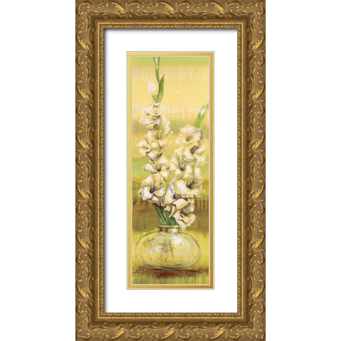 Gladiolas Gold Ornate Wood Framed Art Print with Double Matting by Werbelow, Selina