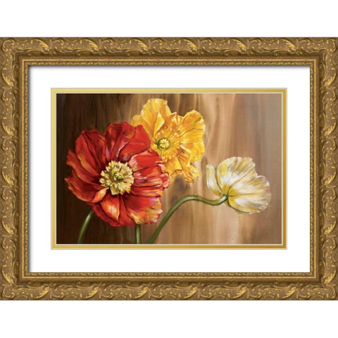 Poppies Gold Ornate Wood Framed Art Print with Double Matting by Werbelow, Selina