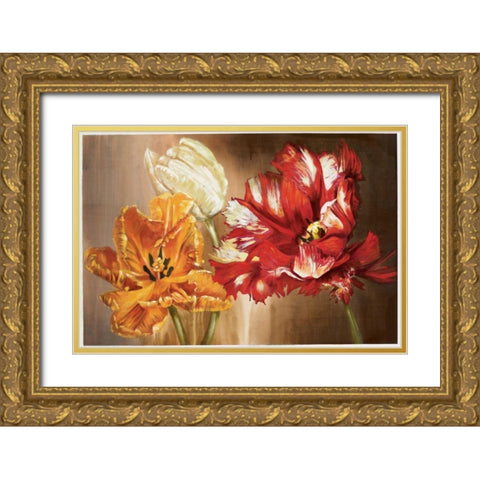 Tulips Gold Ornate Wood Framed Art Print with Double Matting by Werbelow, Selina