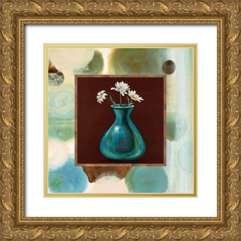 Daisies II Gold Ornate Wood Framed Art Print with Double Matting by Werbelow, Selina