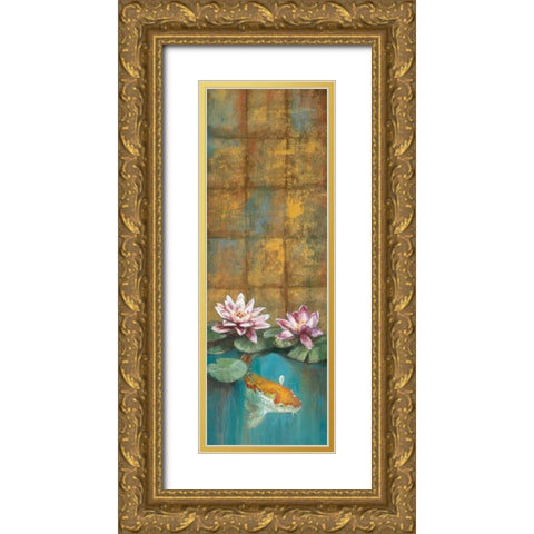 Golden Koi I Gold Ornate Wood Framed Art Print with Double Matting by Werbelow, Selina