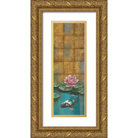 Golden Koi II Gold Ornate Wood Framed Art Print with Double Matting by Werbelow, Selina