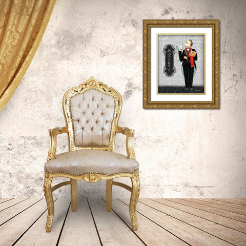 Maitre D Gold Ornate Wood Framed Art Print with Double Matting by Wright, Sydney