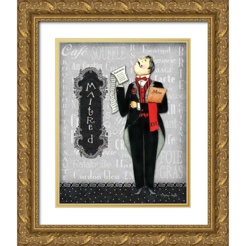 Maitre D Gold Ornate Wood Framed Art Print with Double Matting by Wright, Sydney