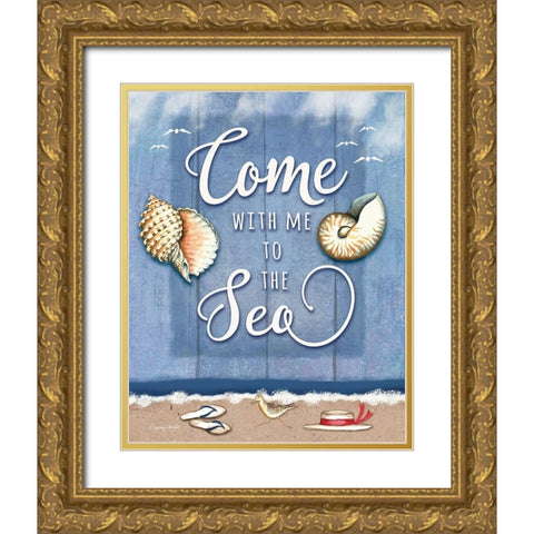 Come to the Sea Gold Ornate Wood Framed Art Print with Double Matting by Wright, Sydney