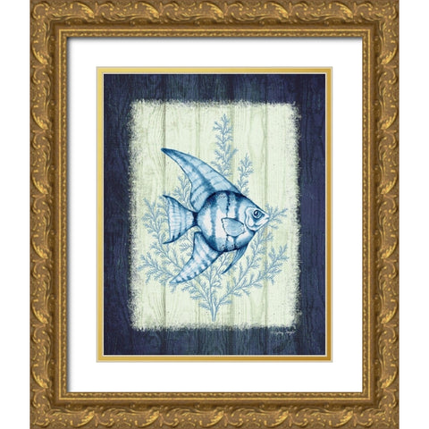 Angelfish Gold Ornate Wood Framed Art Print with Double Matting by Wright, Sydney