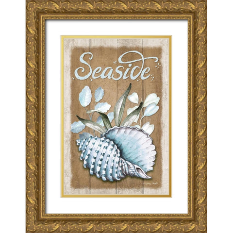 Seaside Conch Gold Ornate Wood Framed Art Print with Double Matting by Wright, Sydney