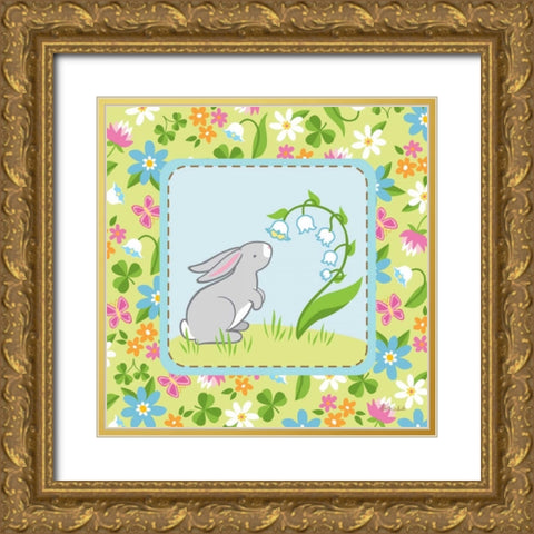 Meadow Bunny I Gold Ornate Wood Framed Art Print with Double Matting by White, Betz