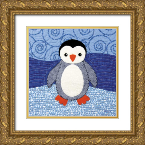 Penguin Gold Ornate Wood Framed Art Print with Double Matting by White, Betz