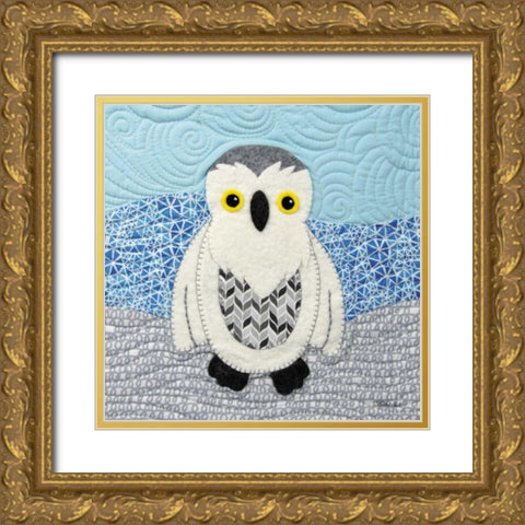 Snowy Owl Gold Ornate Wood Framed Art Print with Double Matting by White, Betz