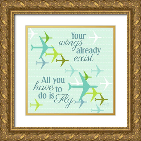 Fly I Gold Ornate Wood Framed Art Print with Double Matting by Young, Patty