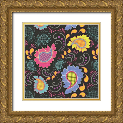 Playful Paisley I Gold Ornate Wood Framed Art Print with Double Matting by Young, Patty