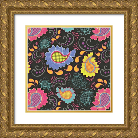 Playful Paisley II Gold Ornate Wood Framed Art Print with Double Matting by Young, Patty