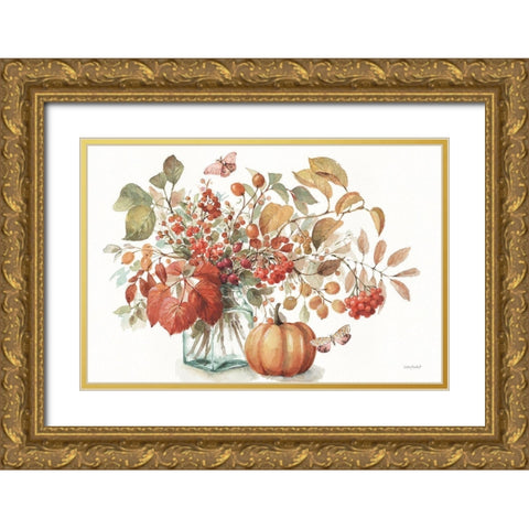 Autumn in Nature 01 on White Gold Ornate Wood Framed Art Print with Double Matting by Audit, Lisa