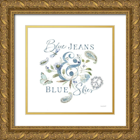 Blue Jeans And Blue Skies 01 Gold Ornate Wood Framed Art Print with Double Matting by Audit, Lisa