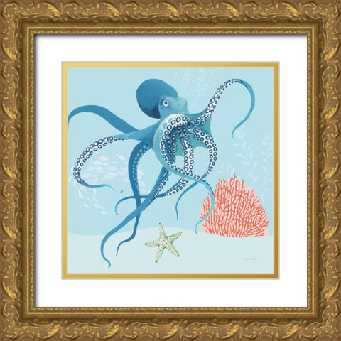Free As the Ocean II on Blue Gold Ornate Wood Framed Art Print with Double Matting by Audit, Lisa