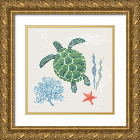 Free As the Ocean III on Sand Gold Ornate Wood Framed Art Print with Double Matting by Audit, Lisa