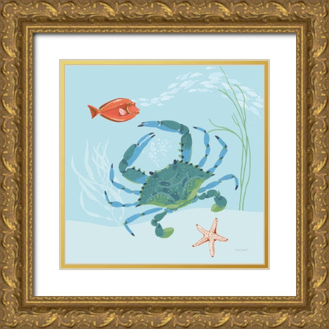 Free As the Ocean IV on Blue Gold Ornate Wood Framed Art Print with Double Matting by Audit, Lisa