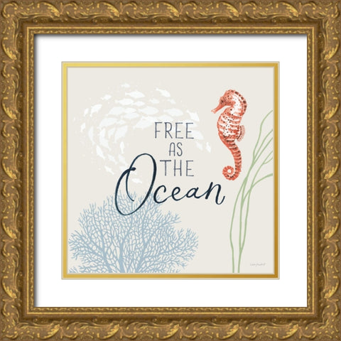 Free As the Ocean IX on Sand Gold Ornate Wood Framed Art Print with Double Matting by Audit, Lisa