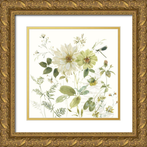 Green Fields IV Gold Ornate Wood Framed Art Print with Double Matting by Audit, Lisa