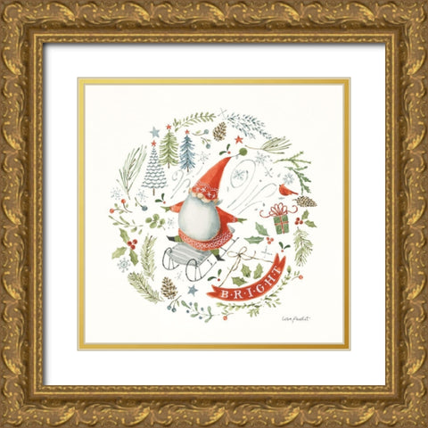 Jolly Gnomes III Gold Ornate Wood Framed Art Print with Double Matting by Audit, Lisa