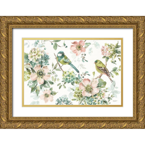 Mint Crush 01 on White Gold Ornate Wood Framed Art Print with Double Matting by Audit, Lisa