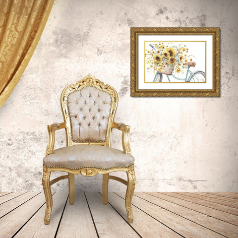 Sunflowers Forever 02 Gold Ornate Wood Framed Art Print with Double Matting by Audit, Lisa
