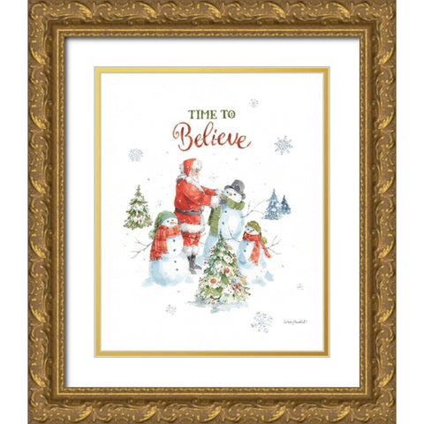 Welcoming Santa 02 Gold Ornate Wood Framed Art Print with Double Matting by Audit, Lisa