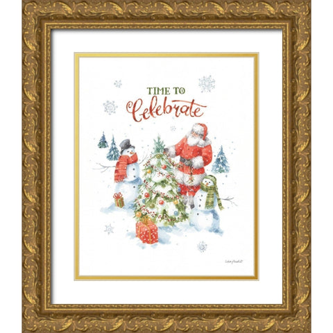 Welcoming Santa 04 Gold Ornate Wood Framed Art Print with Double Matting by Audit, Lisa