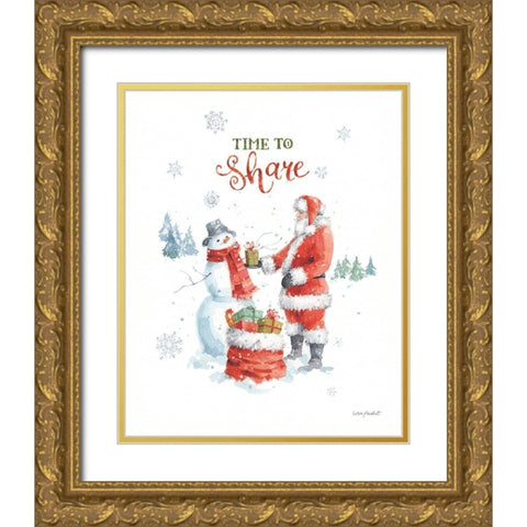 Welcoming Santa 05 Gold Ornate Wood Framed Art Print with Double Matting by Audit, Lisa