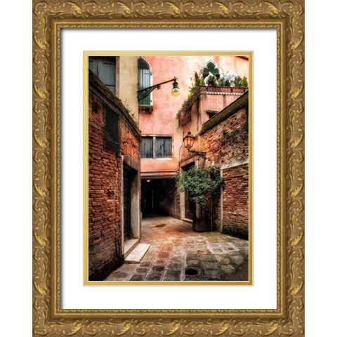 Italian Alleyway Gold Ornate Wood Framed Art Print with Double Matting by Head, Danny