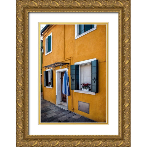 Yellow House Gold Ornate Wood Framed Art Print with Double Matting by Head, Danny