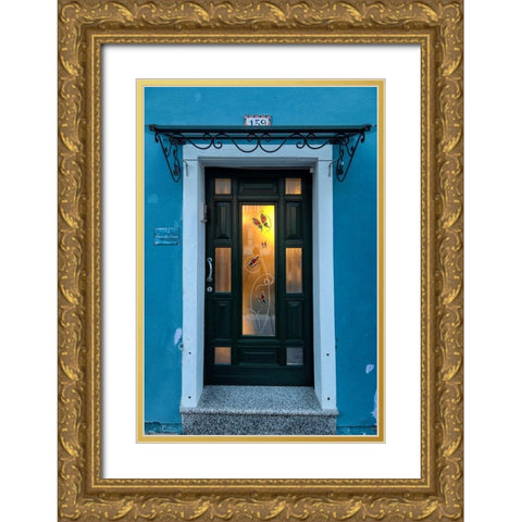 Burano Door I Gold Ornate Wood Framed Art Print with Double Matting by Head, Danny