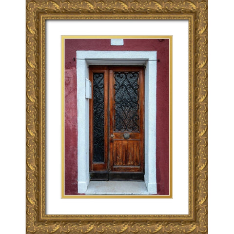 Burano Door III Gold Ornate Wood Framed Art Print with Double Matting by Head, Danny