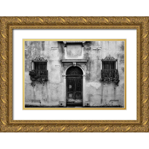 Venetian Wall BW Gold Ornate Wood Framed Art Print with Double Matting by Head, Danny