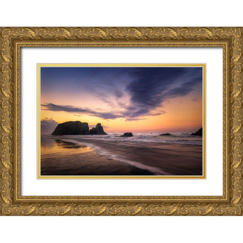 Firey Sunset I Gold Ornate Wood Framed Art Print with Double Matting by Head, Danny