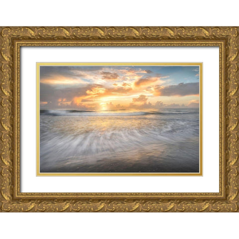 Coastal Sunrise I Gold Ornate Wood Framed Art Print with Double Matting by Head, Danny
