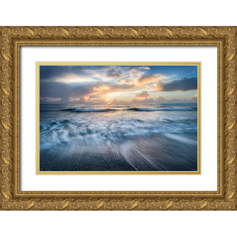 Crystal Blue Gold Ornate Wood Framed Art Print with Double Matting by Head, Danny