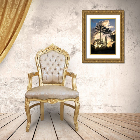 Palm Silouette I Gold Ornate Wood Framed Art Print with Double Matting by Head, Danny