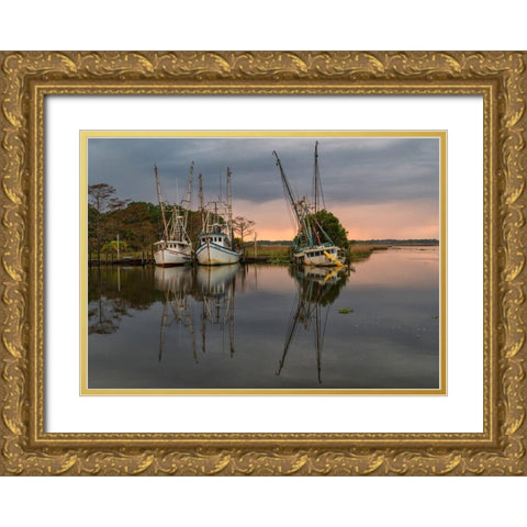 Still Harbor II Gold Ornate Wood Framed Art Print with Double Matting by Head, Danny