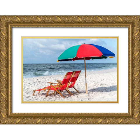 Seating for Two Gold Ornate Wood Framed Art Print with Double Matting by Head, Danny